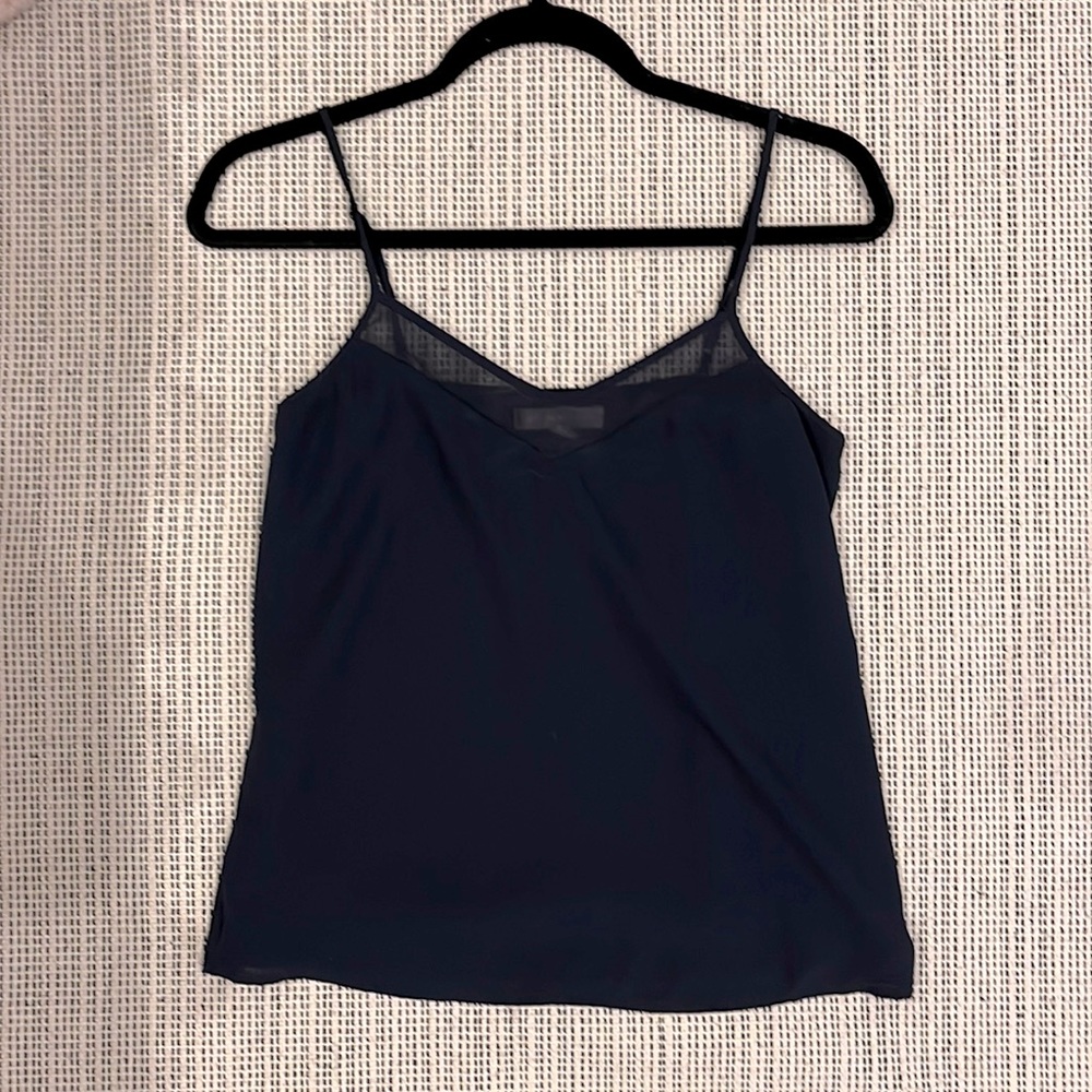 Navy silk crepe v neck camisole - size 0 / XS